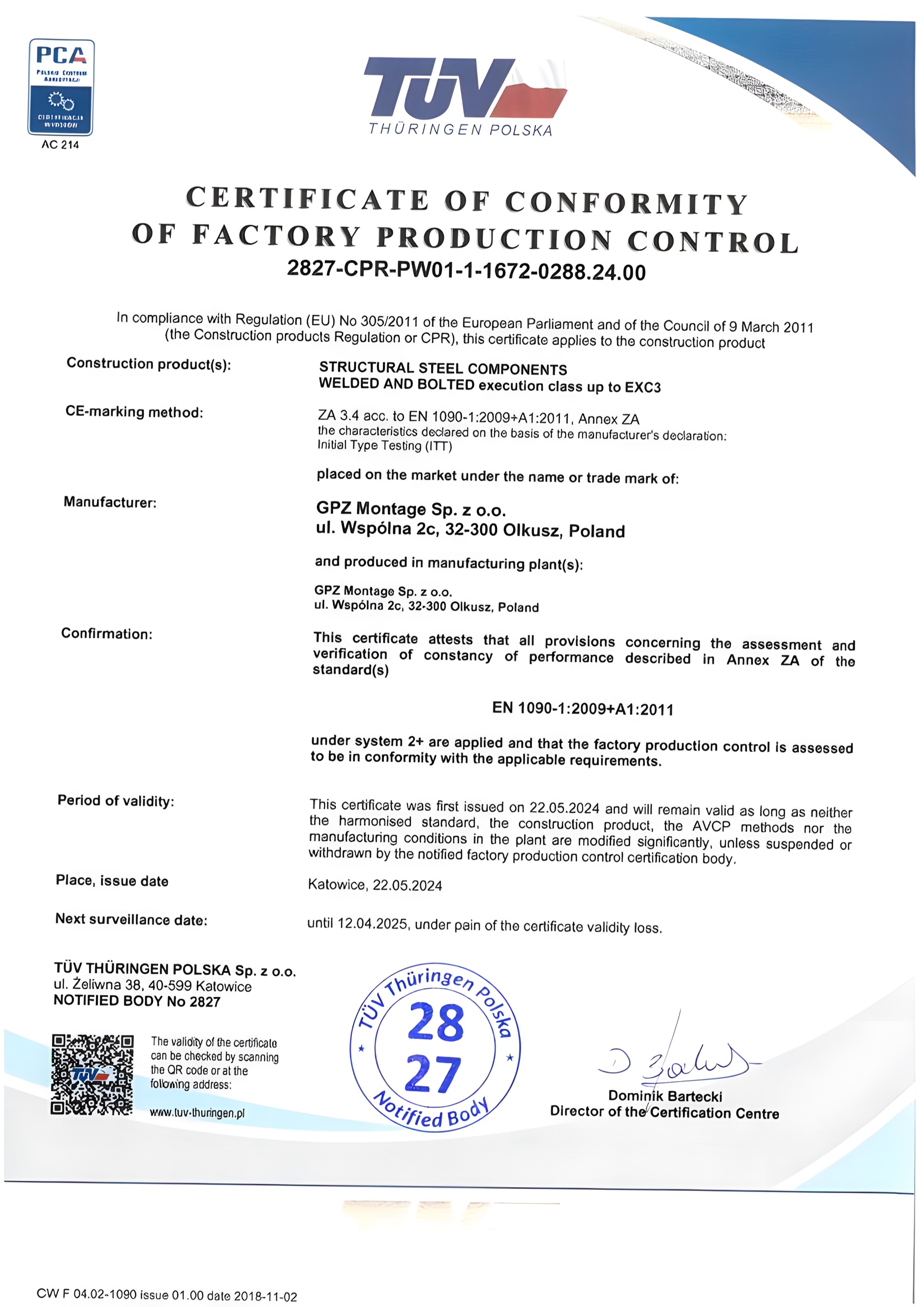 EN 1090 Certificate - Page 2