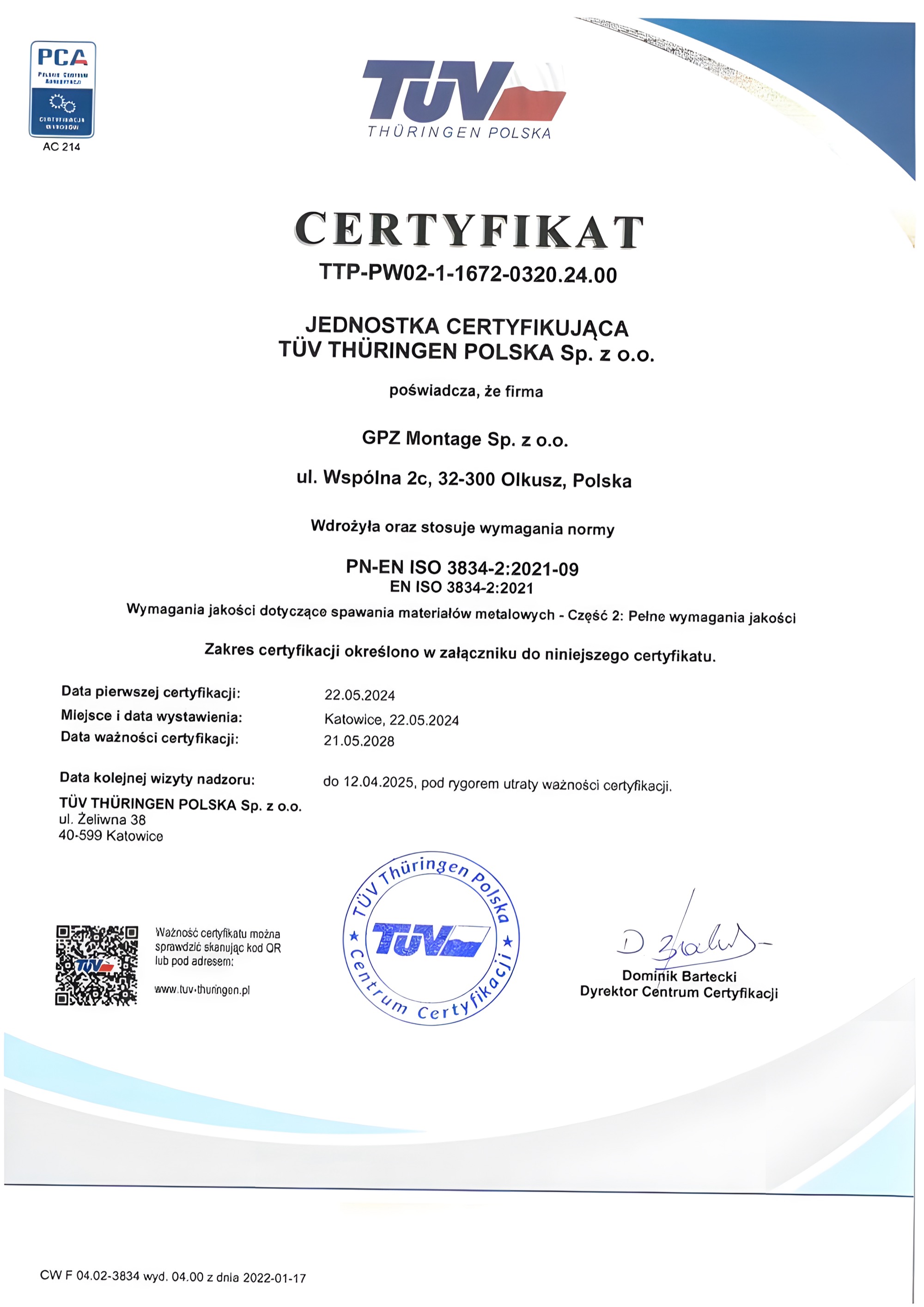 EN ISO 3834 Certificate - Page 3